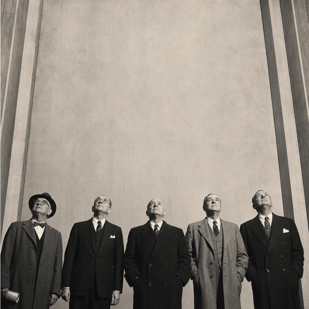 Vintage officials standing like fight judges